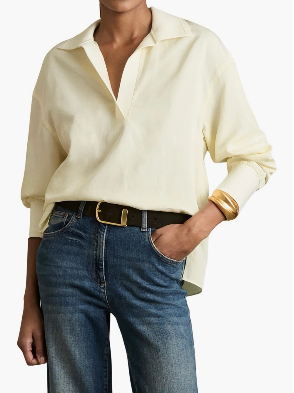 Reiss Isobel Popover Blouse in Pale Yellow